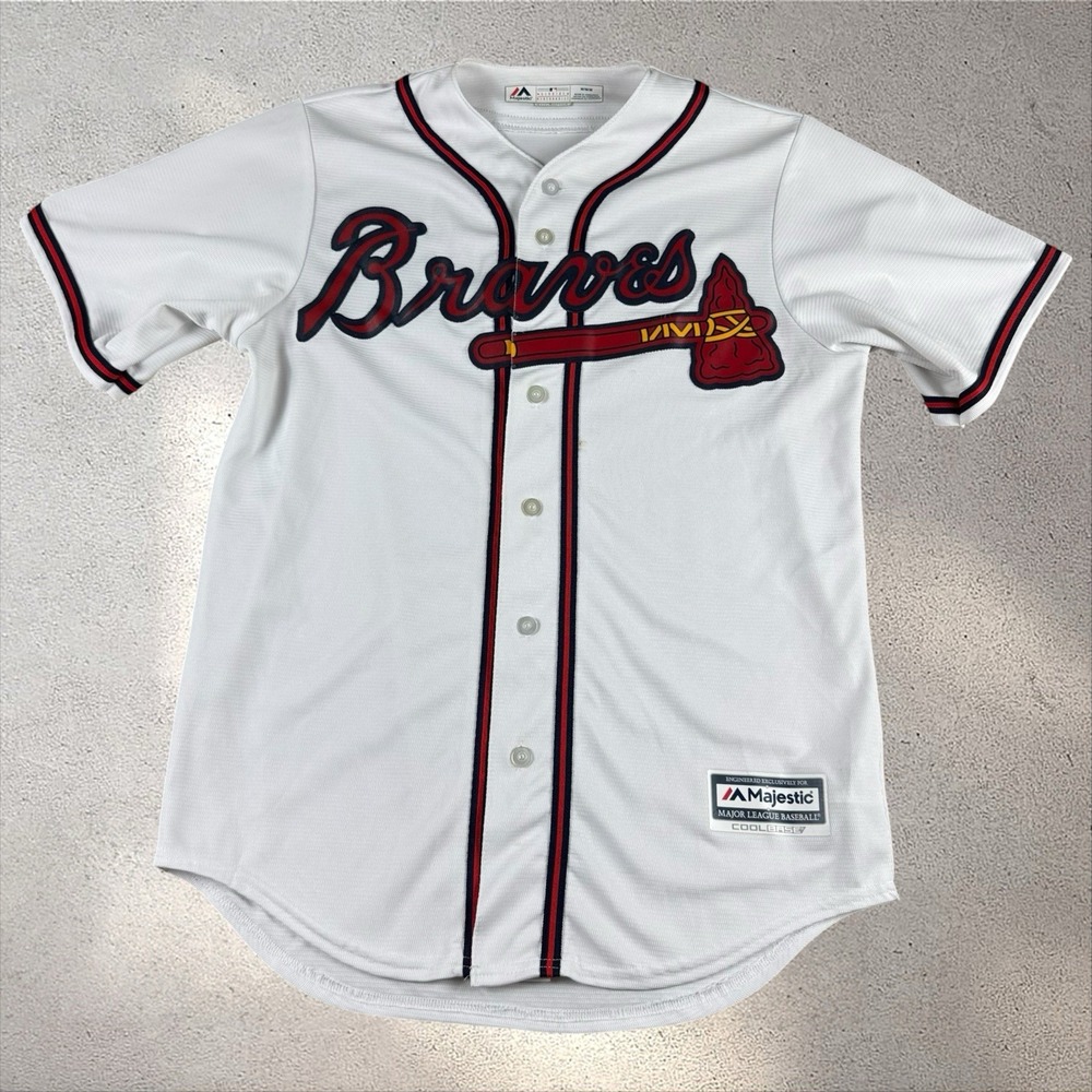 Majestic Atlanta Braves Jersey Men's Medium White Home Shirt MLB